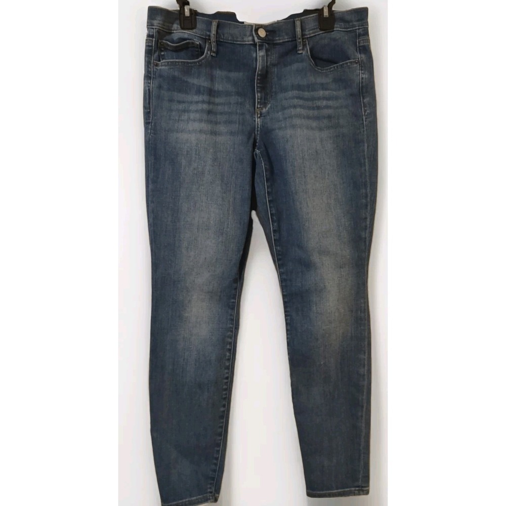 Gap 1969 True Skinny Jeans Women's Size 32R Blue Denim 5 Pocket Whiskering‎